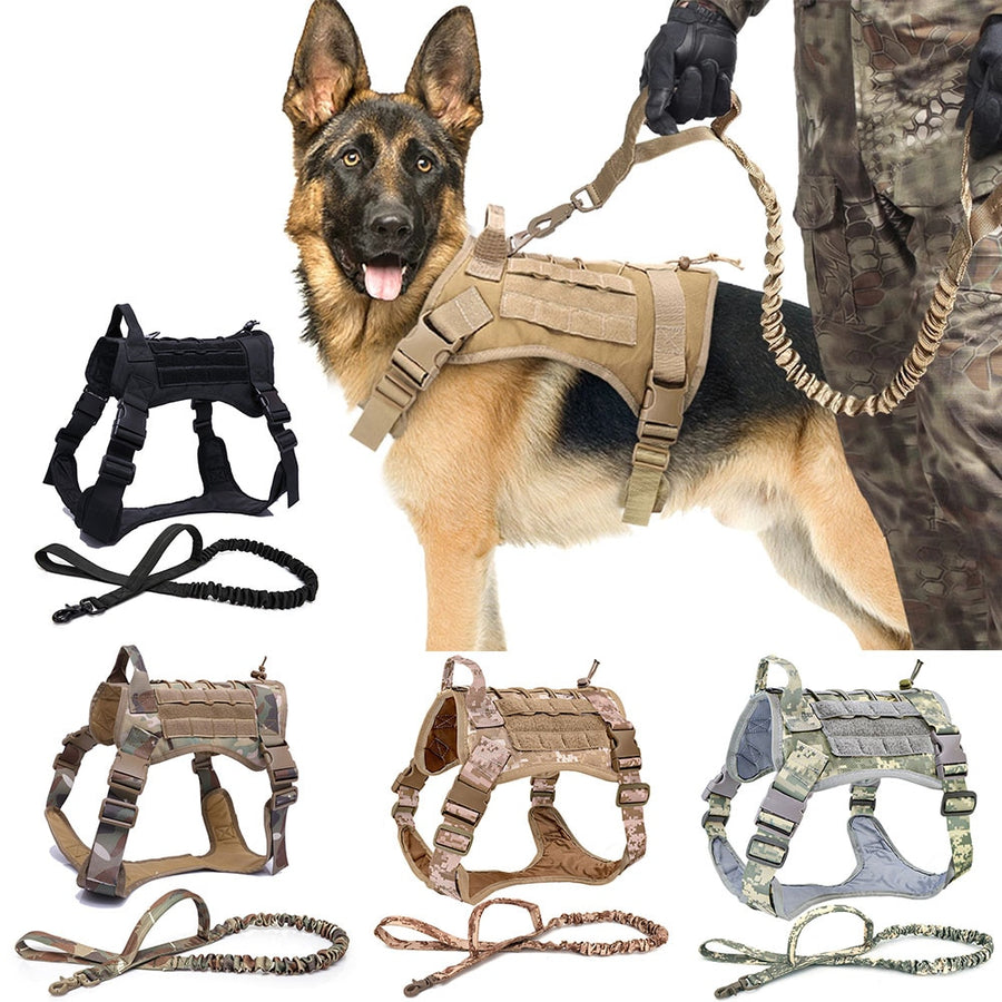 Tactical Style Large Dog Harness & Leash Set