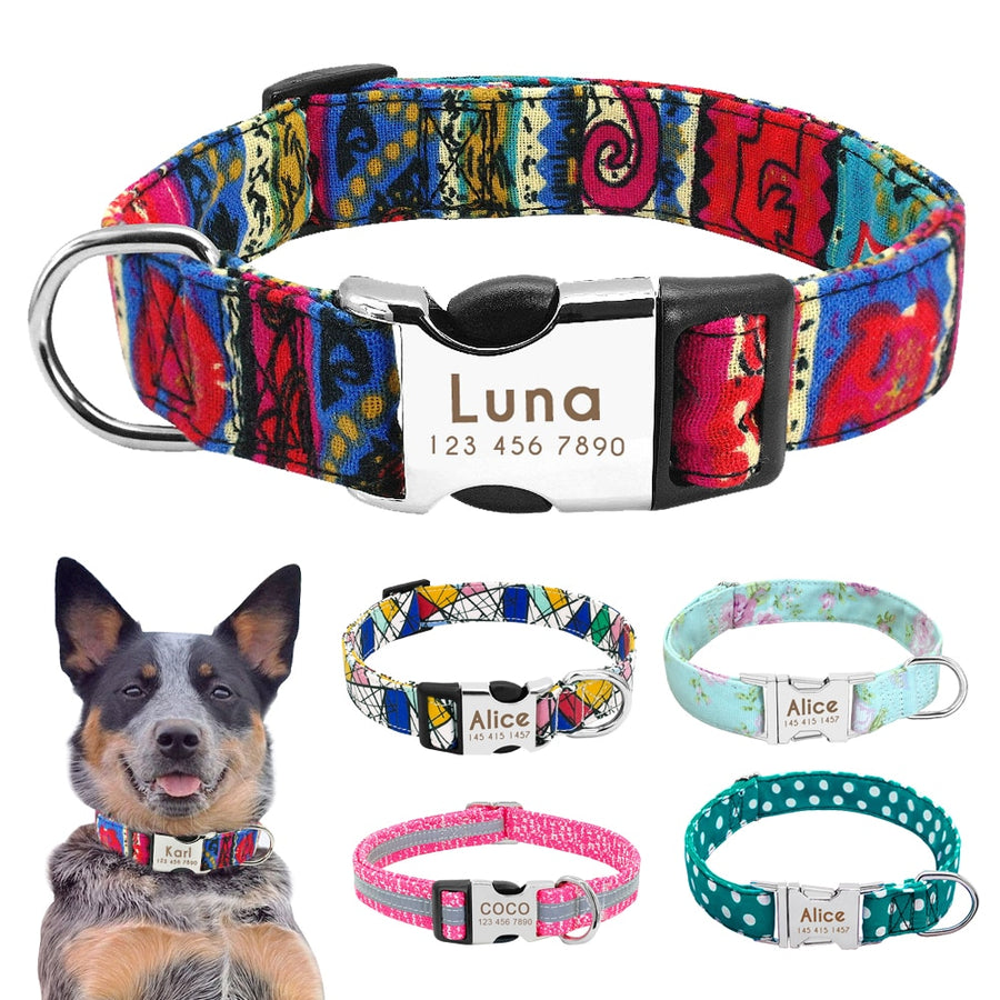 High Quality Engraved Nylon Personalized Collars